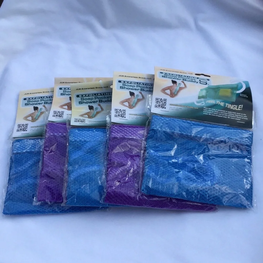 Five back scrubbing NIB mesh long washcloths
